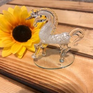 Pier 1 Clear and White Glass Unicorn Figurine